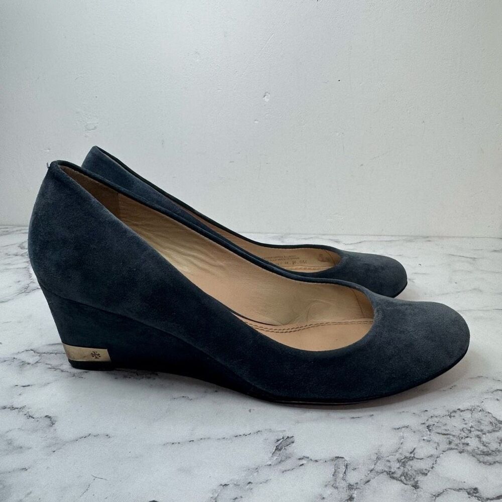 Tory Burch Astoria Suede Wedge Pumps 6